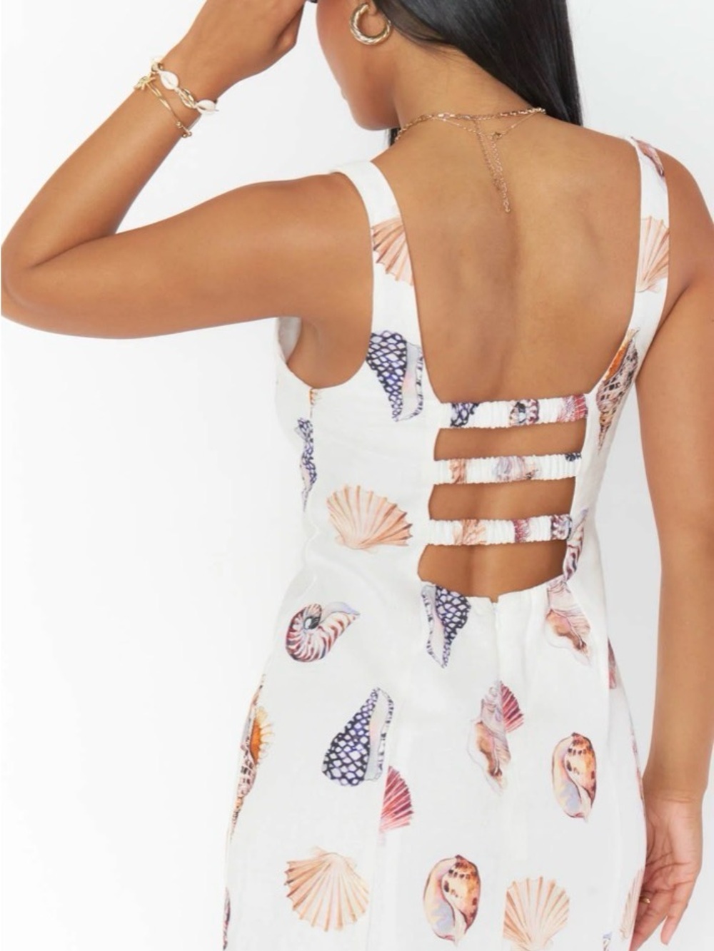 NWOT Show Me Your MuMu White Seashell Print Tank Swim Dress SZ M - Picture 2 of 5